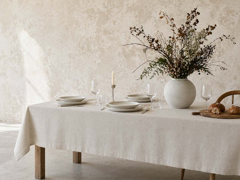 Custom Printed Rustic Linen Tablecloth main image